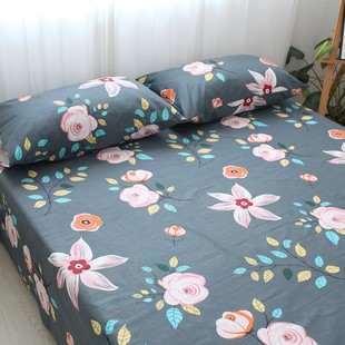 清新花朵加厚老粗布单双人床单榻榻米炕单定做帆布床笠床垫套单件