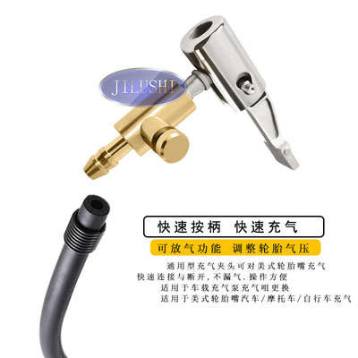 JILUSHI车载充气泵更换充气咀打气泵配件可放气快速充轮胎打气咀