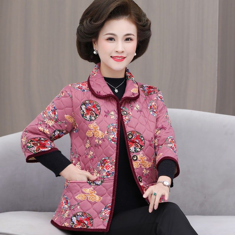 中老年七分袖棉衣大码老人马甲女加绒加厚冬季妈妈装短袖护肩外套