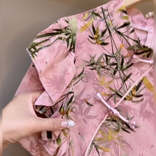 大码女装2025夏季新款时尚荷叶边碎花国风上衣短裤两件套女气质潮