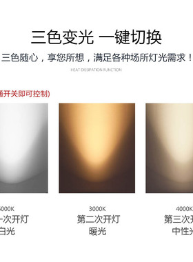 黑色射灯led筒灯3w嵌入式天花灯开孔7.5公分牛眼灯洞灯三色变光灯