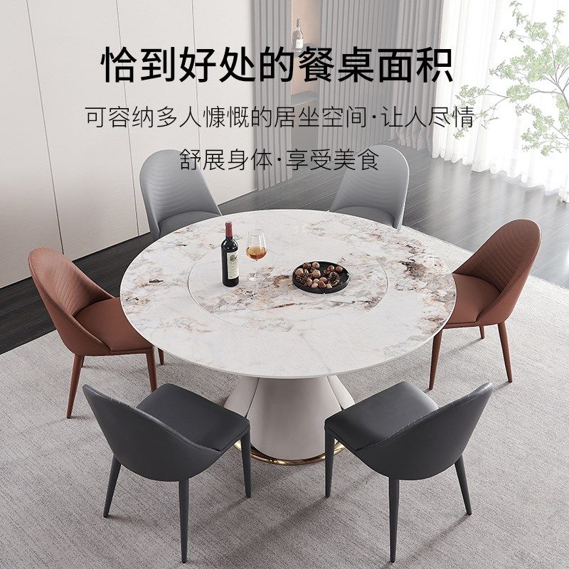 意大利轻奢亮光岩板餐桌内嵌旋转加热智能岩板导热火锅电磁炉方桌,住宅家具,岩板餐桌,淘宝优惠券,粉丝福利购,淘宝优惠卷