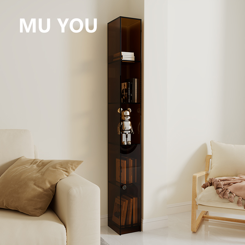 北欧简约沙发边柜置物架亚克力客厅收纳展示书柜多层落地储物书架