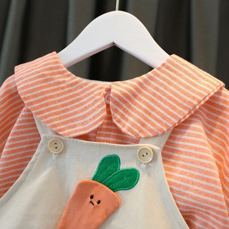 婴儿衣服春季男女宝宝洋气卡通背带裤1岁10个月2儿童衣服春秋套装