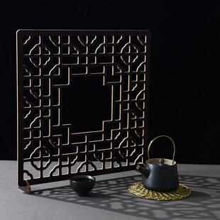 复古中国风拍摄光影道具板新中式窗格创意扇形官文假窗户古风美食