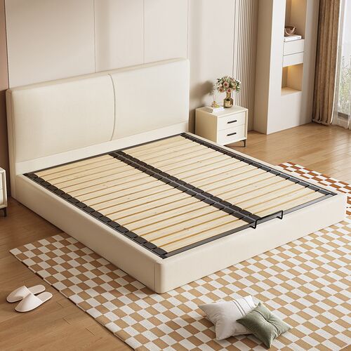 纯实木加密加厚钢木排骨架床薄床头小户型卧室落地床架可支持定制