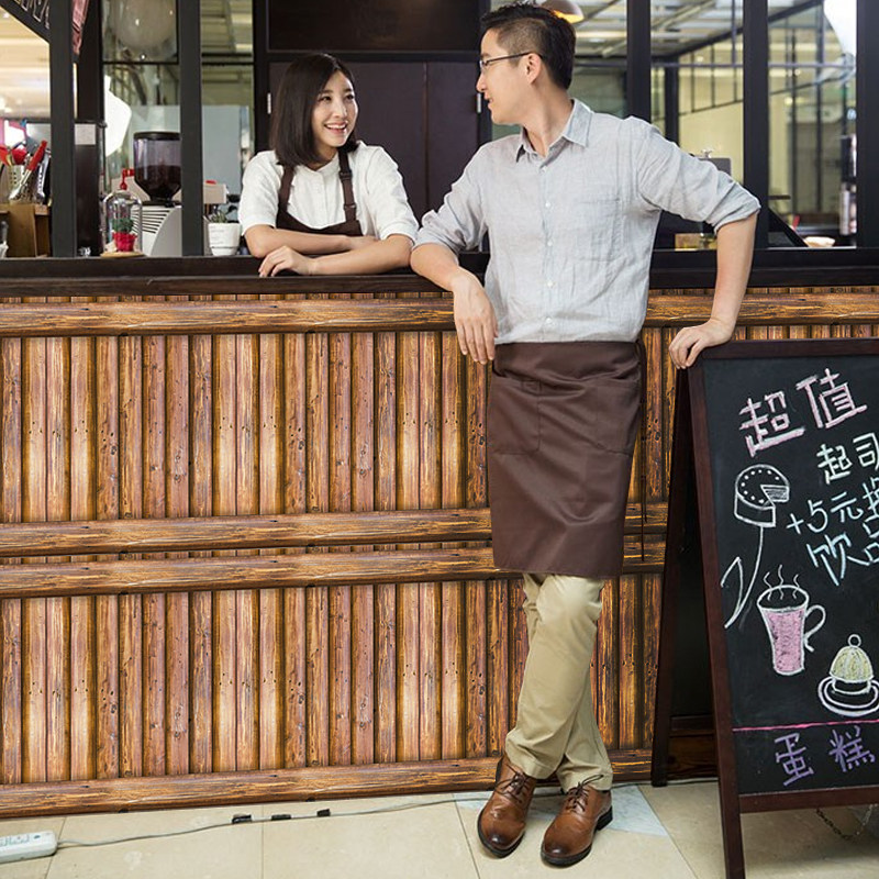 复古木纹壁纸自粘2021新款餐厅饭馆贴墙纸店面装修墙贴纸防水防潮