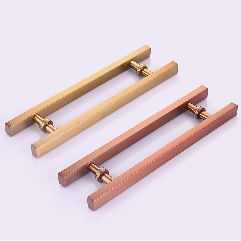 玻璃门拉手不锈钢黑色方管拉丝哑黑木门把手淋浴室大门有框门配件