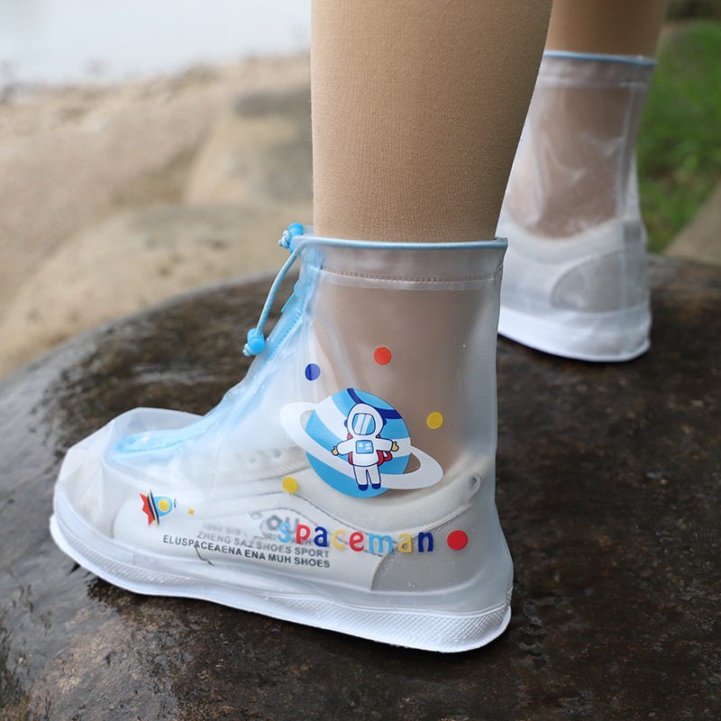 儿童雨鞋套男女学生防滑加厚脚套防雨防砂防污幼儿宝宝中筒拉链款