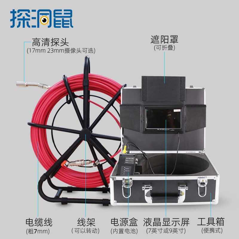 探洞鼠管道机器人市政爬行雨水污水摄像头 检测市政爬行内窥镜