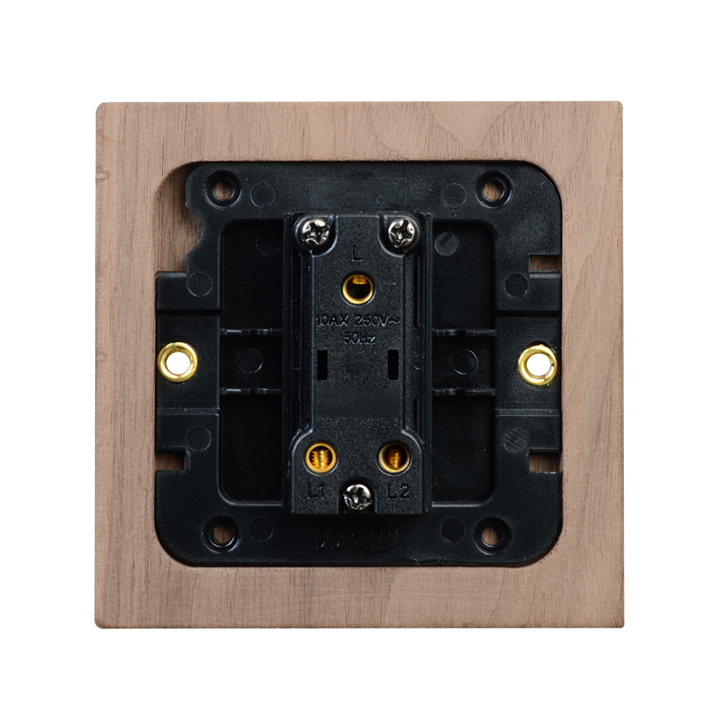 胡桃木面板复古门禁开关8型出门按钮电铃酒店门铃开关自动复位