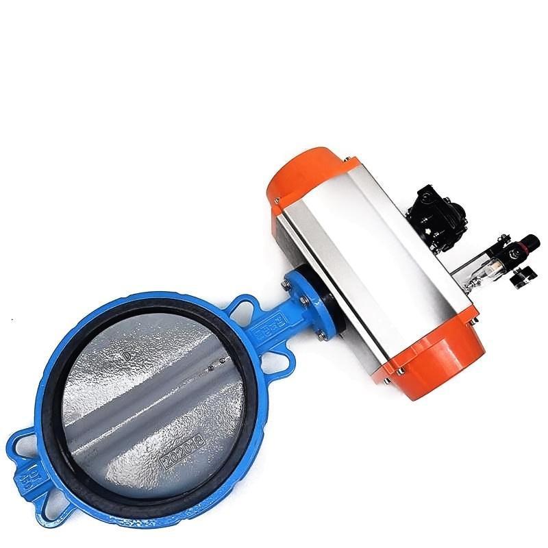 反冲洗进气阀D671N-10涂尼龙气动对夹碟阀DN350 DN150 DN100 PN10