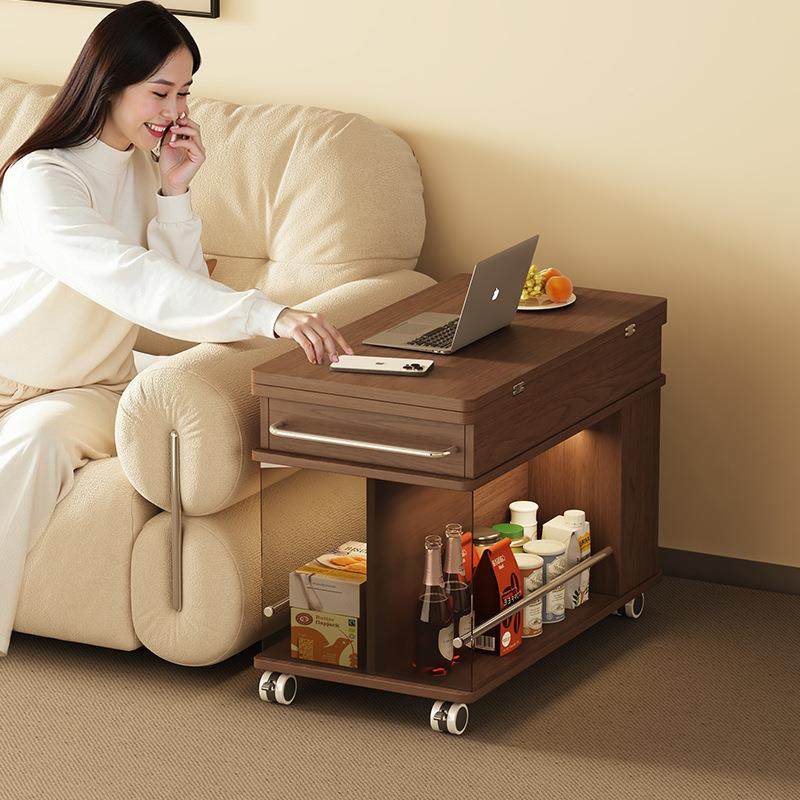 木移动茶几厅AMM小推车家用可折实叠茶台茶桌户型客多功能沙小发