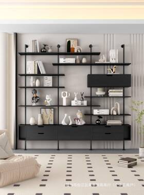 书储架一体靠墙地客厅室背景柜办公可调OSE节带落灯书房物收纳柜
