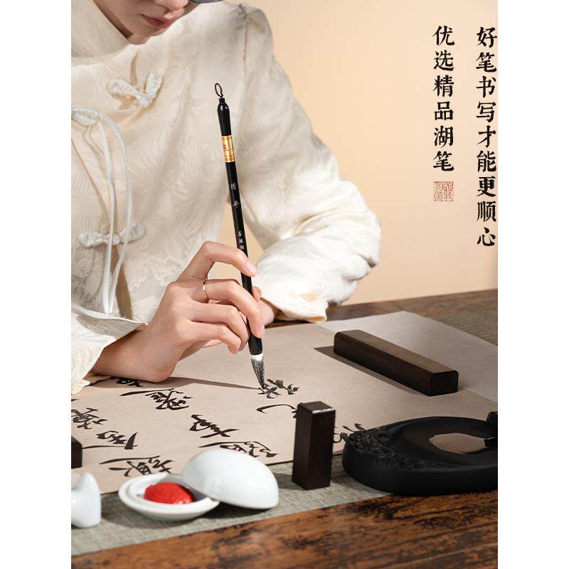 善琏湖笔毛笔装文房笔四宝初者540练习书套法砚台墨汁毛笔学字墨