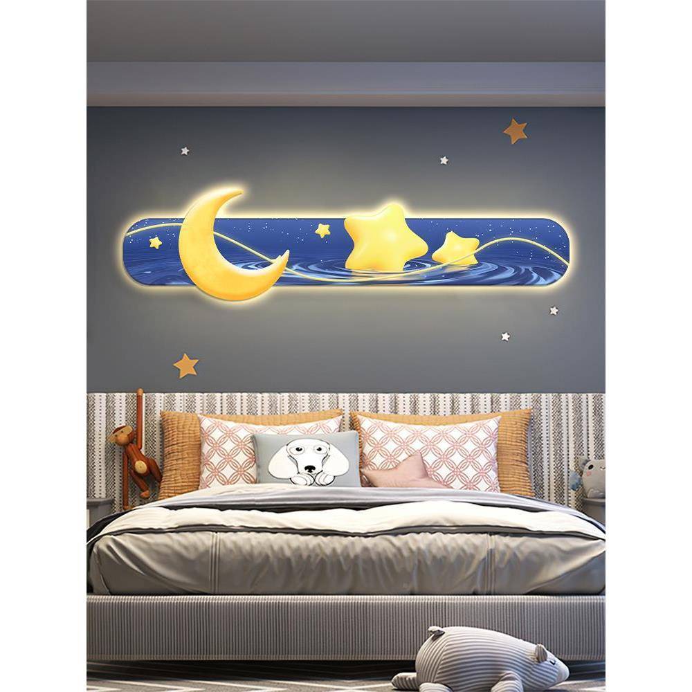 FG-ETFCY月亮星星卧画室装饰高led灯画温馨通儿童房床头挂画创意