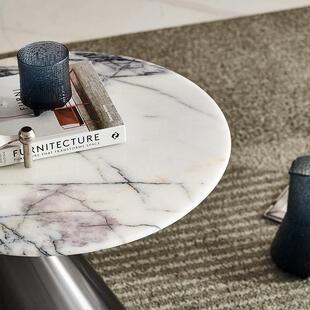 意式极简天然大创理石边几奢阳台小圆桌子无品牌/意不锈钢沙轻发