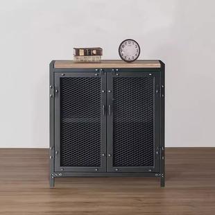 lft美式 工012业风餐边柜铁艺房实木储物柜o厨碗柜餐备餐厅柜斗柜