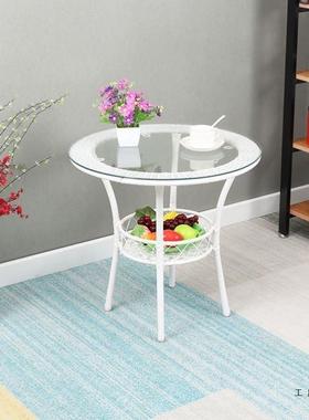 现代简约阳小台茶几钢化玻璃小桌藤编桌椅外圆形EZM圆休闲户迷你