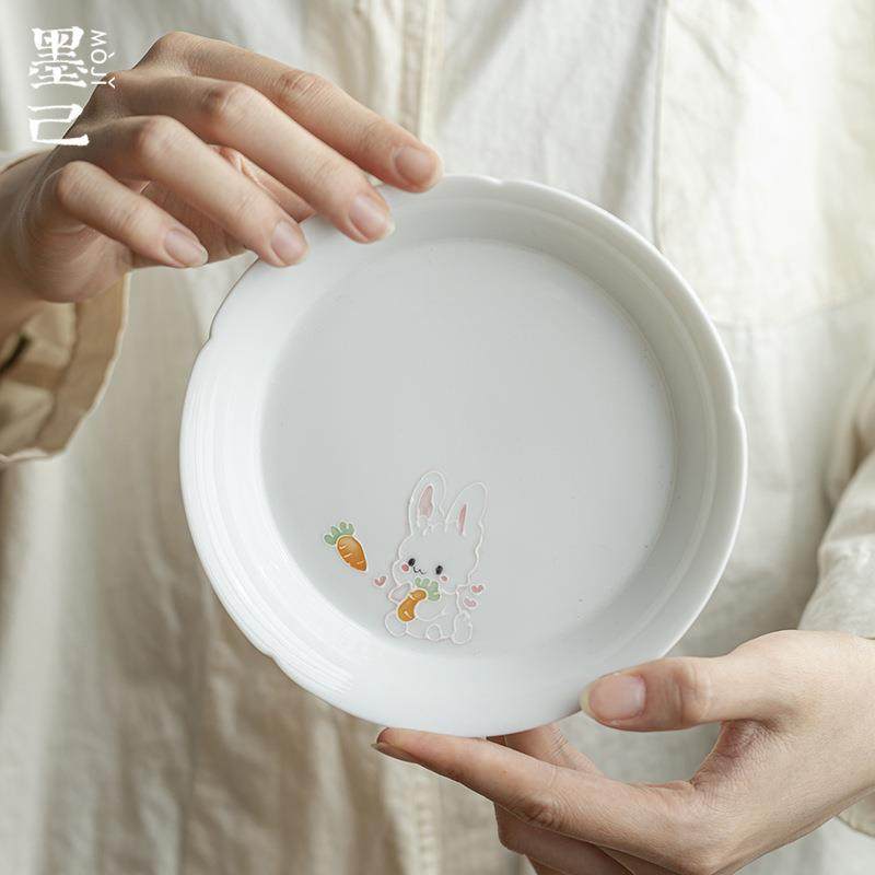 墨己玉泥可爱风格手绘萌兔壶承茶道配件陶瓷圆盘多用茶点盘瓜果盘,鲜花速递/花卉仿真/绿植园艺,割草机/草坪机,淘宝优惠券,粉丝福利购,淘宝优惠卷