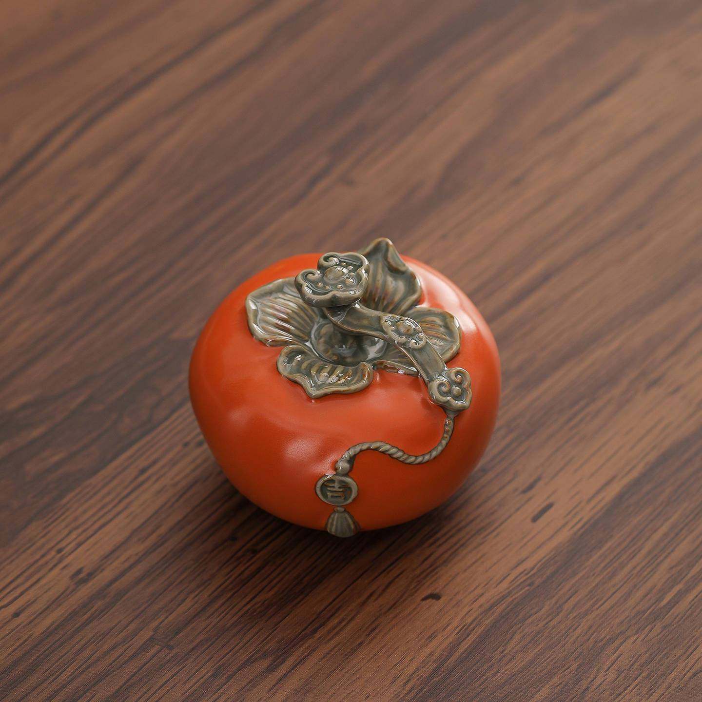 事事如意陶瓷小柿子茶宠摆件精品可养茶桌装饰品茶道配件盖置盖托,电子元器件市场,其它元器件,淘宝优惠券,粉丝福利购,淘宝优惠卷