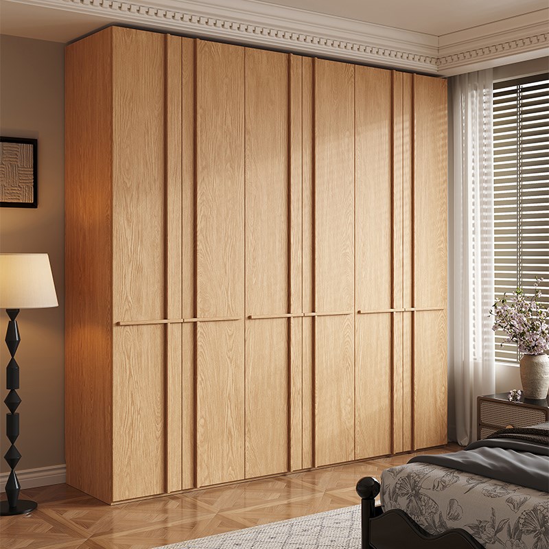 定制实木衣柜2024新款爆款家用卧室现代简约橡木色骨骼线大衣橱柜