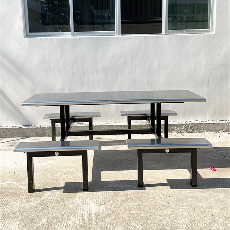 学校不锈钢食堂餐桌椅工厂饭堂快餐连体餐饮桌子岩板餐桌商用