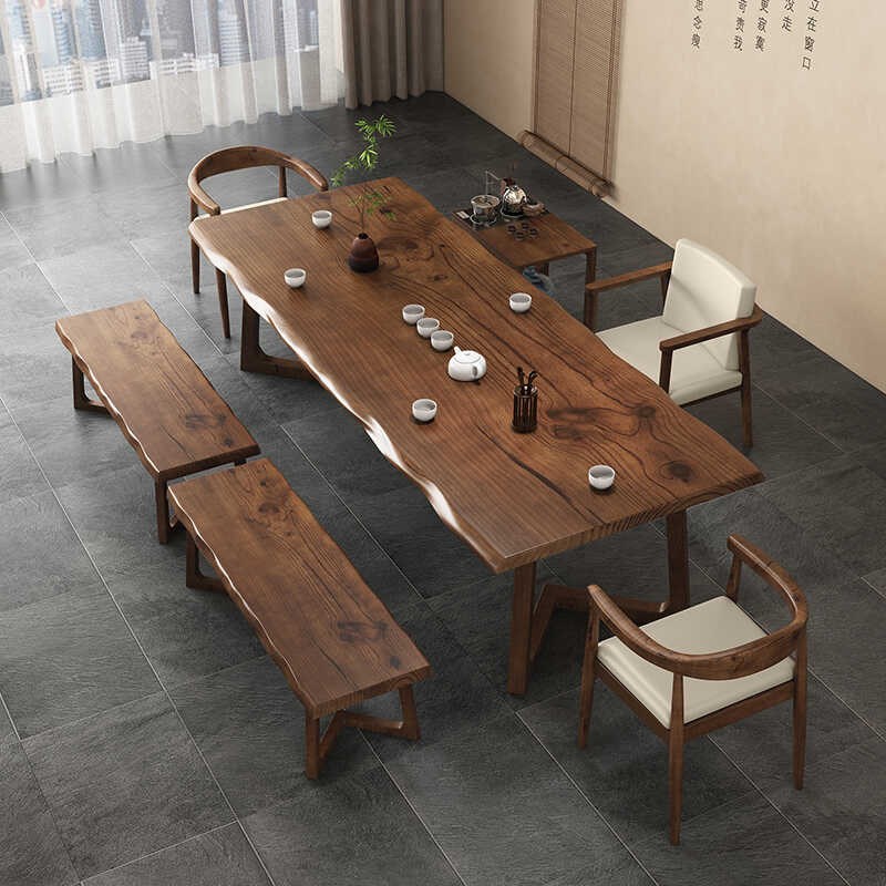 实木泡茶桌椅现代简约大板茶台办公会议室大桌子客厅阳台茶几