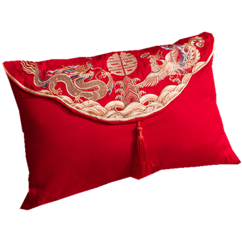 大红色小抱枕带芯精致刺绣结婚床品子孙枕婚庆配件 可拆洗
