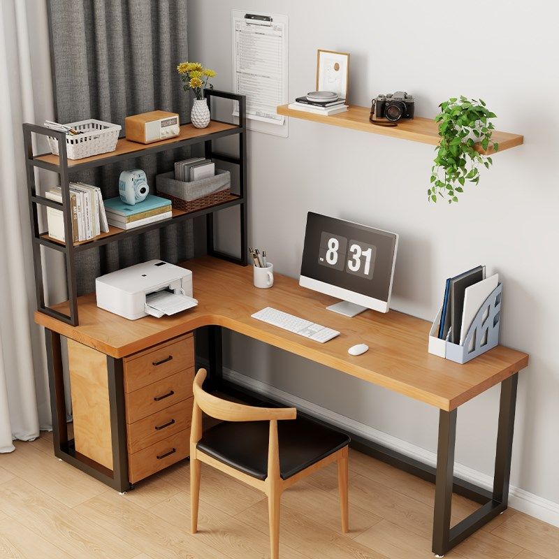 实木转角书桌家用l型办公桌电脑桌卧室拐角电竞桌简约异形桌子