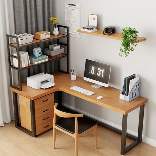 实木转角书桌家用l型办公桌电脑桌卧室拐角电竞桌简约异形桌子