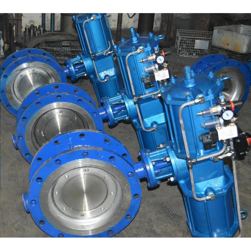 常开式气动快速开关阀门DN600气动开关蝶阀DN500气动法兰碟阀700