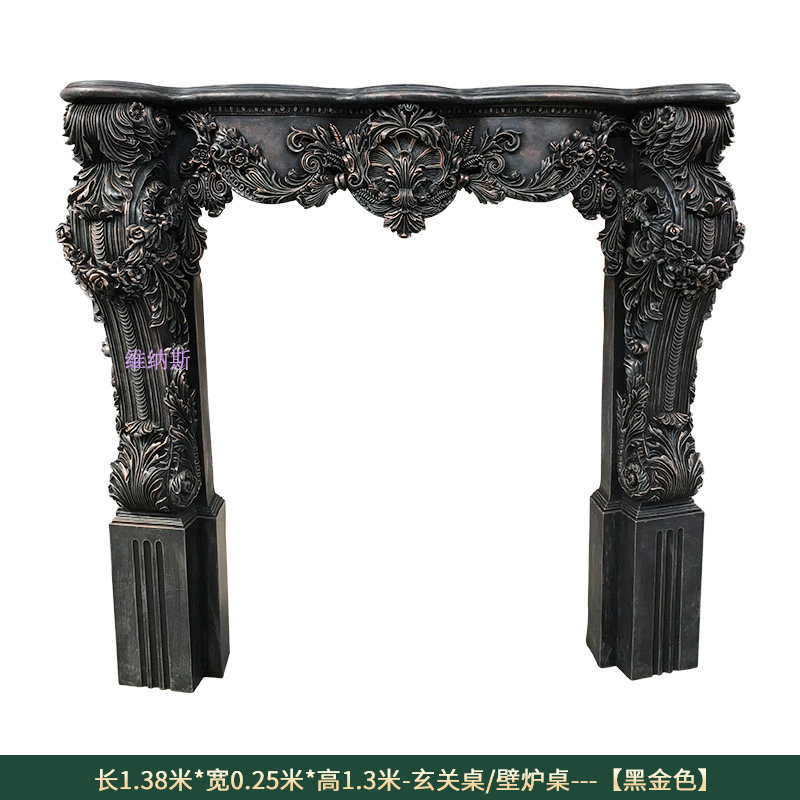 玄关桌壁炉桌欧式客厅会所装修雕花玄关台靠墙桌子门厅桌PU壁炉台