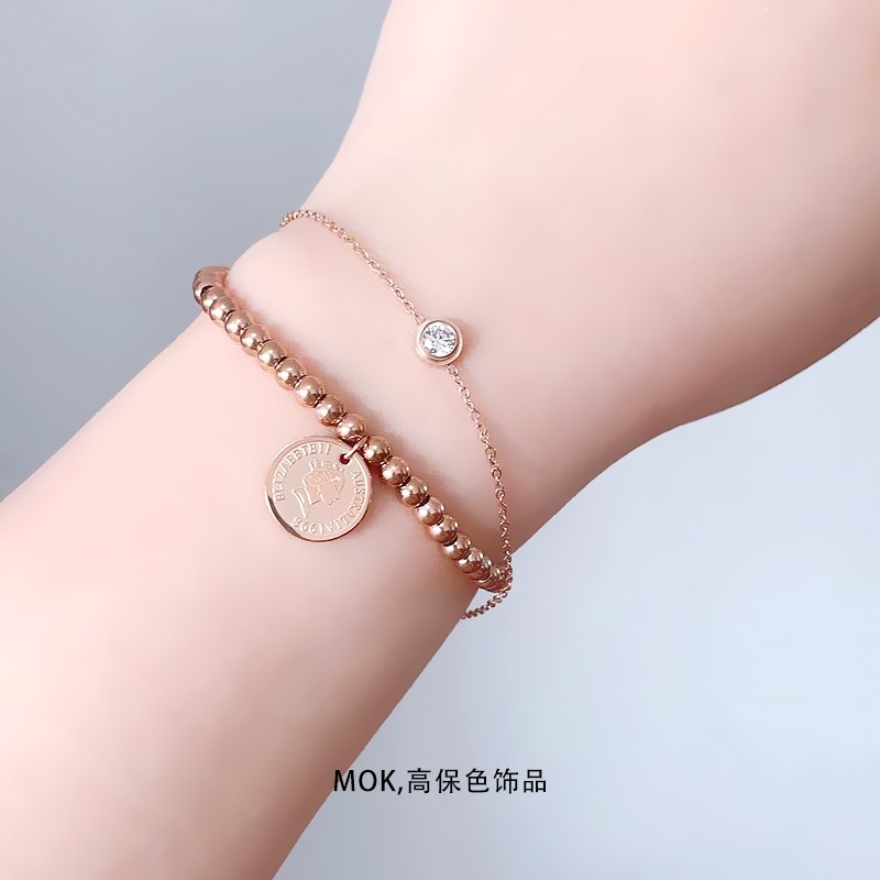钛钢18k玫瑰金单钻细款手链女不掉色韩版一颗钻手环女洗澡可佩戴