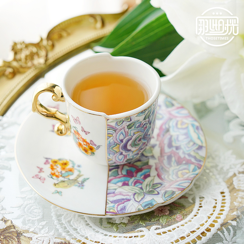 复古咖啡杯子高档精致浓缩咖啡杯碟勺小号英式下午茶具中古杯茶杯