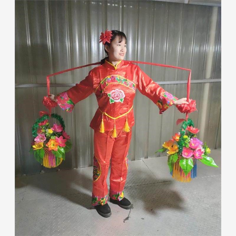秧歌舞蹈挑花篮花挑锄戏曲戏剧舞台表演花篮婚喜庆花挑舞社火道具
