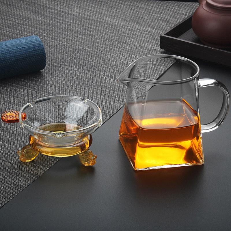 功夫茶具大小公道杯茶漏加厚高硼硅玻璃公杯过滤网分茶器家用套装