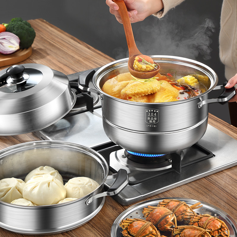 30不锈钢蒸锅加厚多层蒸笼 家用笼屉煮炖大容量电磁炉通用