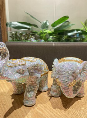 招财大象摆件一对高档创意家居玄关办公室桌面酒柜客厅装饰品摆设