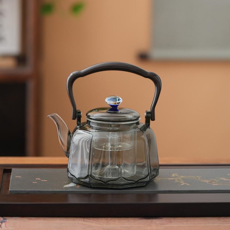 璃尚鸣提梁壶蒸煮一体玻璃茶壶加厚耐高温过滤电陶炉烧水煮茶壶