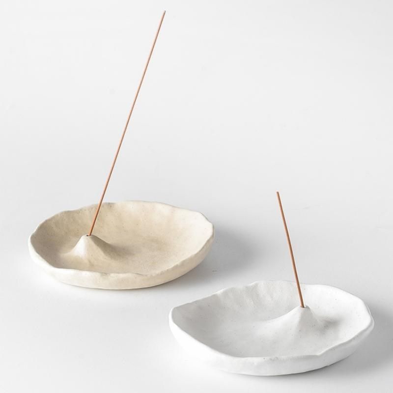 侘寂风线香香插家用复古中式高级创意陶瓷喷涂底座托盘中古摆件