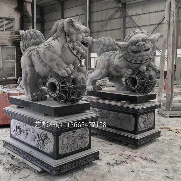 厂家制作石雕动物 花岗岩大理石动物雕塑 石雕狮子麒麟貔貅大象