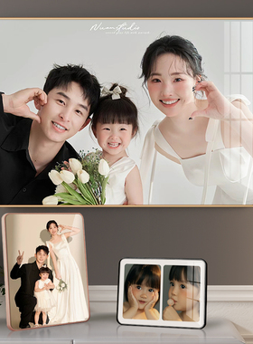 相框摆台洗照片定制打印加高级感结婚照婚纱照全家福做成水晶摆件