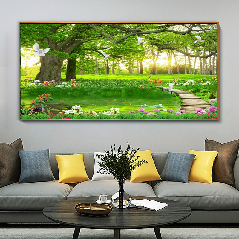 现代简约客厅风景树林装饰画沙发背景墙森林壁画卧室床头餐厅挂画