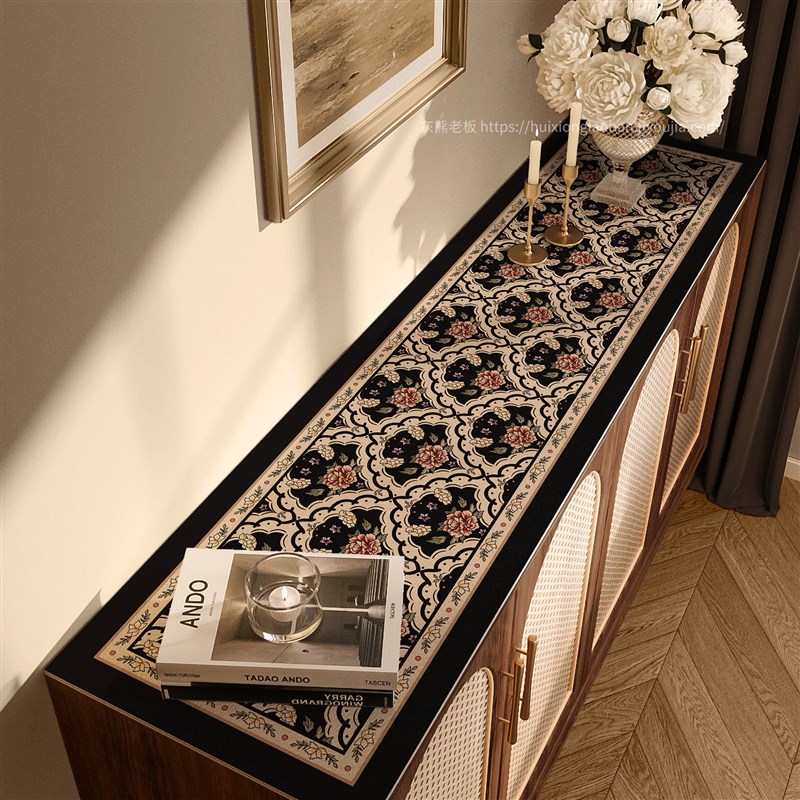 弥赛尔法式复古餐边柜桌垫防水防油免洗电视柜台面保护垫家用