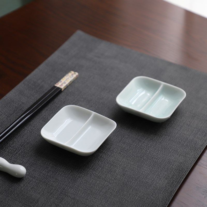 山水一间蘸料碟方型分格料碟家用干料碟调味碟芥末酱油碟中式纯色