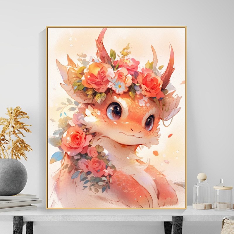 2024新款十二生肖蛇年数字油画diy填色画手工涂色卡通丙烯装饰画