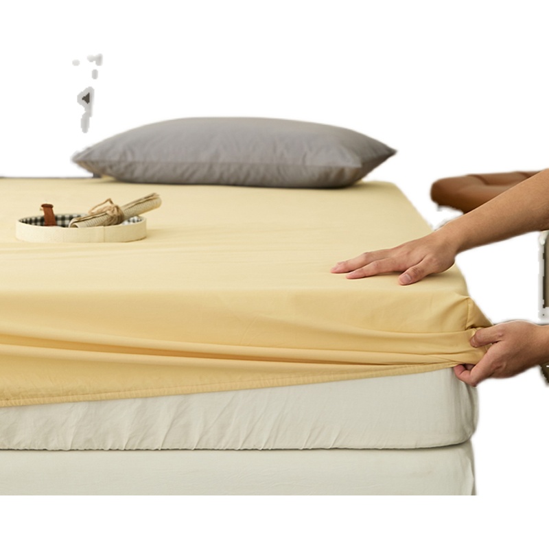 100支全棉贡缎磨毛床单秋冬季床罩纯色简约奶油风床笠单品单件