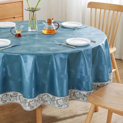 圆形防水桌布免洗防油防烫圆餐桌带转盘桌垫家用大圆桌布加厚台布