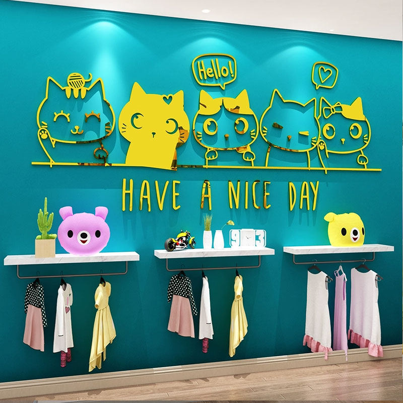 网红儿童服装鞋店铺装饰形象布置摆件收银台用品背景墙面创意道具